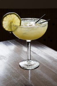 a backlit margarita with lime